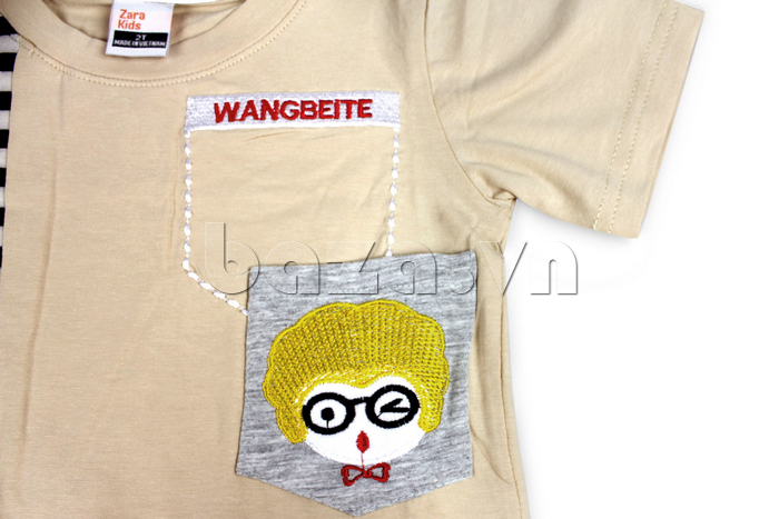 Áo bé trai Wangbeite phối kẻ sọc Sài Gòn Kid SG84  - thiết kế đơn giản