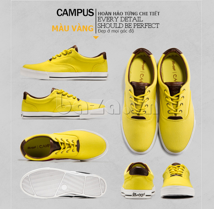 Giày vải nam Notyet NY - SC2468 màu vàng thể hiện sức sống của tuổi trẻ