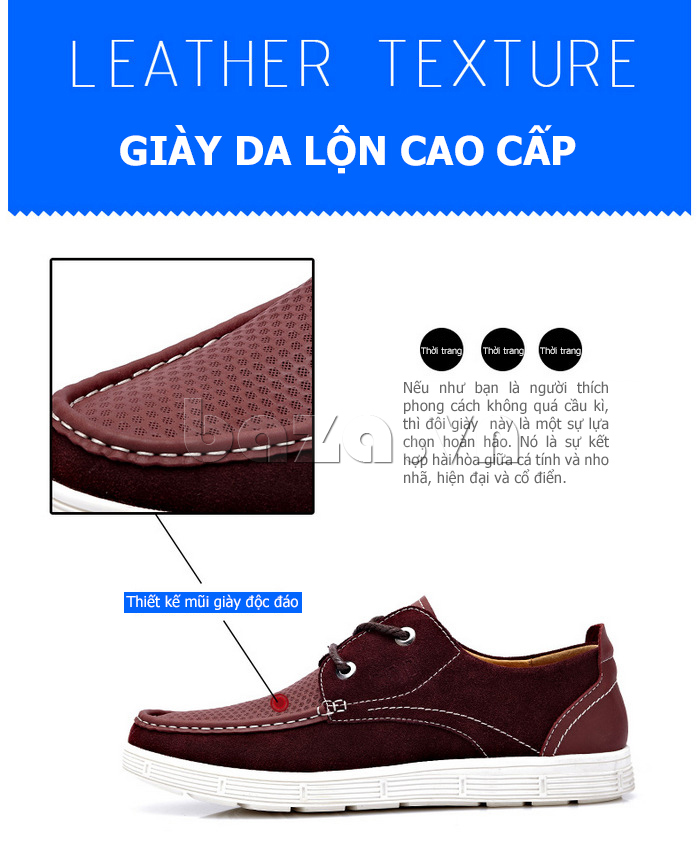 Giày da nam CDD 6251 có thiết kế mũi giày độc đáo giúp đầu ngón chân không bị đau