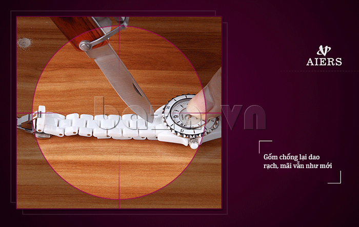 Đồng hồ nữ Aiers T131L dây gốm chống xước hiệu quả 