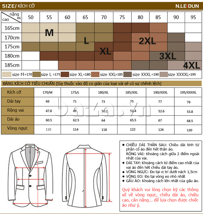 Áo nam thu đông N.Leidun T1805 có đủ mọi kích cỡ cho nam giới