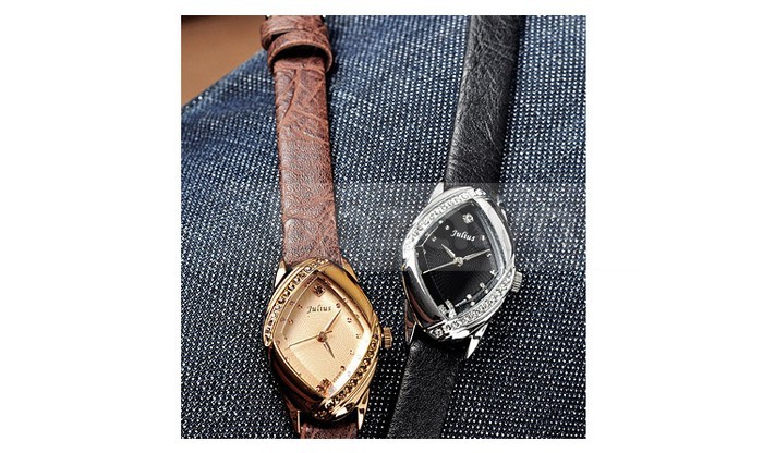 Baza.vn: Đồng hồ nữ Julius JA660 dây đeo nâu và đen