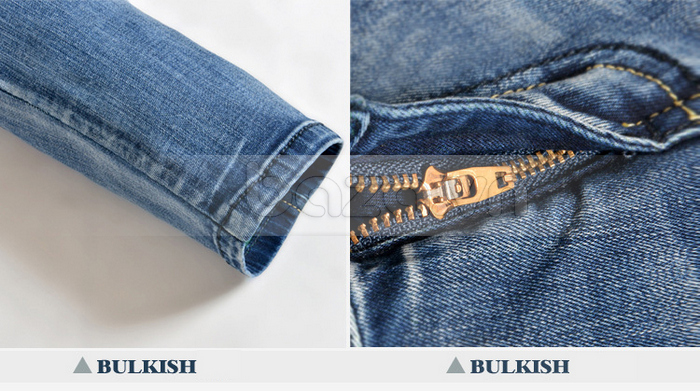 Quần Jeans nữ Bulkish mài gối hiện đại phong cách Âu Mỹ tươi trẻ