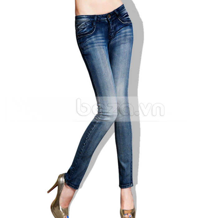 Quần Jeans nữ Bulkish mài gối hiện đại phong cách Âu Mỹ