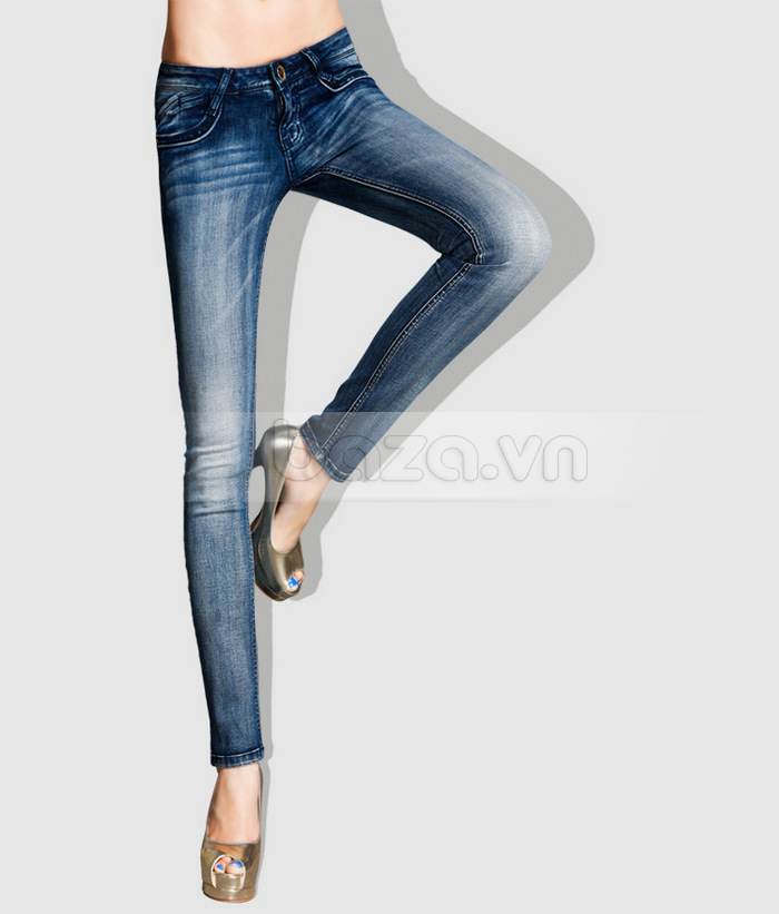 Quần Jeans nữ Bulkish mài gối hiện đại phong cách Âu Mỹ tôn dáng xinh