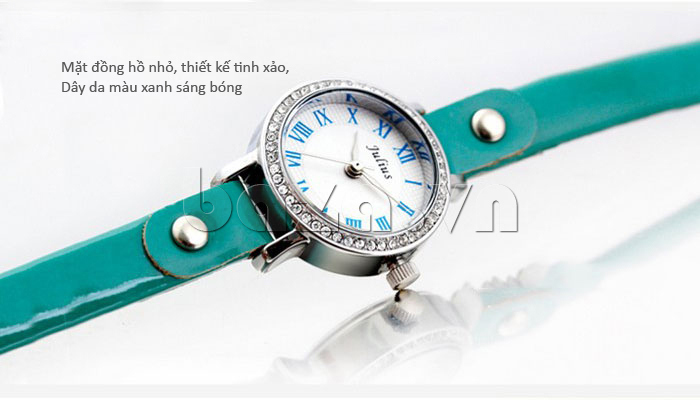 Đồng hồ nữ Julius JA-667 dây da màu xanh sáng bóng 
