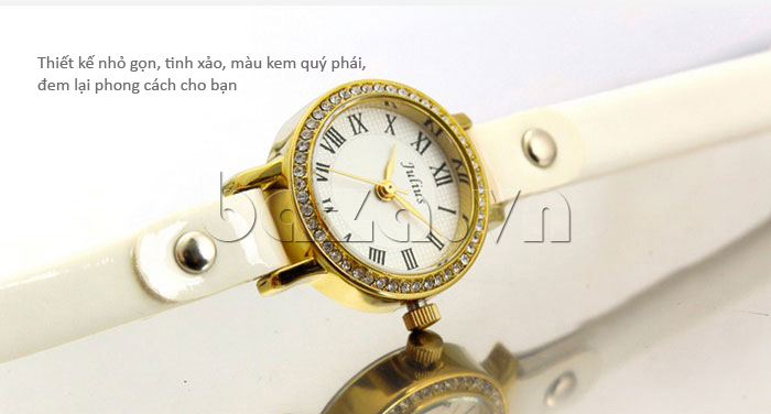 Đồng hồ nữ Julius JA-667 thiết kế nhỏ gọn, tinh xảo, màu kem sang trọng