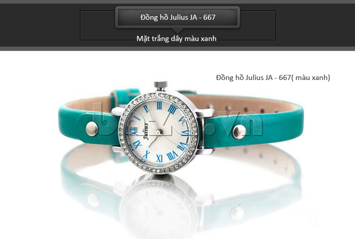 Đồng hồ nữ Julius JA-667 mặt trắng dây màu xanh 