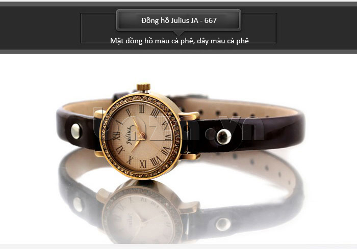 Đồng hồ nữ Julius JA-667 mặt và dây đồng hồ màu cà phê
