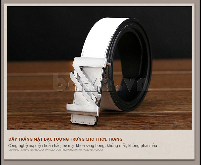dây lưng nam Feayoo FY-D095 dây màu trắng bạc tượng trưng cho thời trang