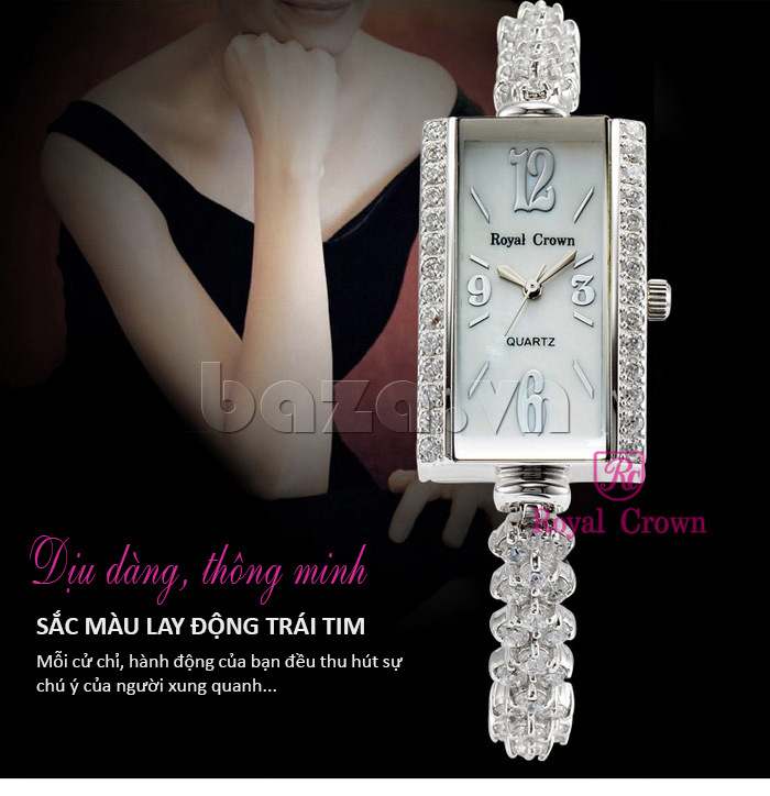 Đồng hồ nữ thời trang Royal Crown mặt chữ nhật