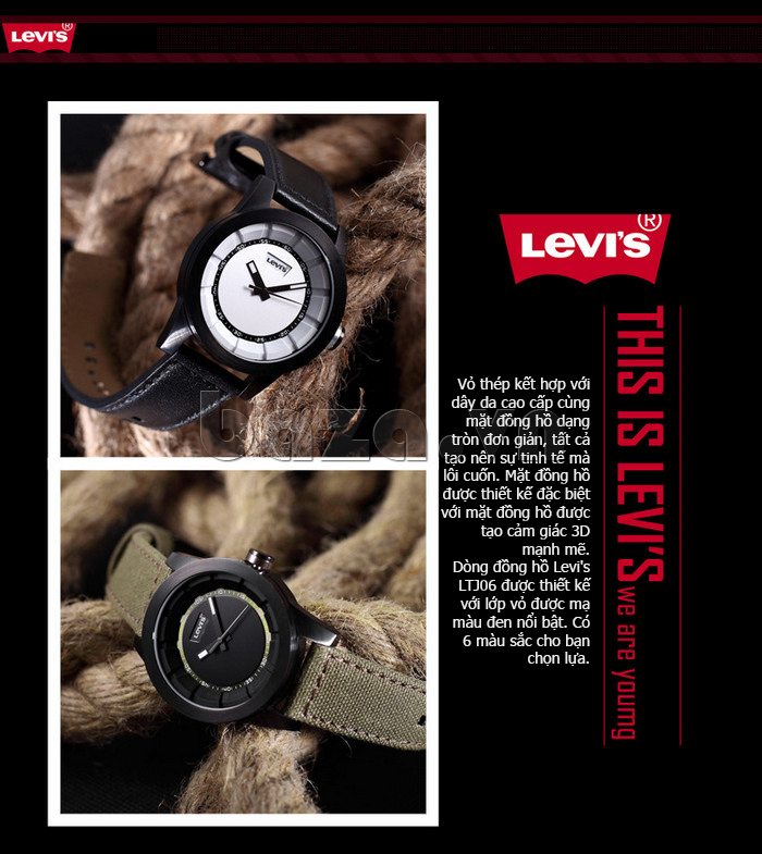 Đồng hồ nam Levis LTJ060 kim dạ quang cao cấp