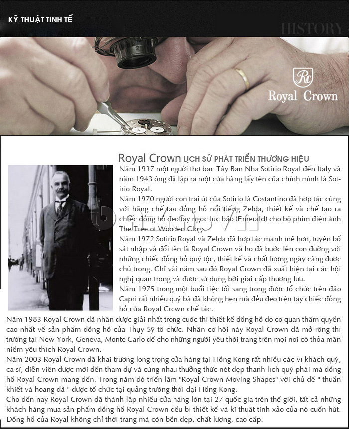 Thương hiệu đồng hồ Royal Crown có lịch sử lâu đời, được yêu mến và tin tưởng