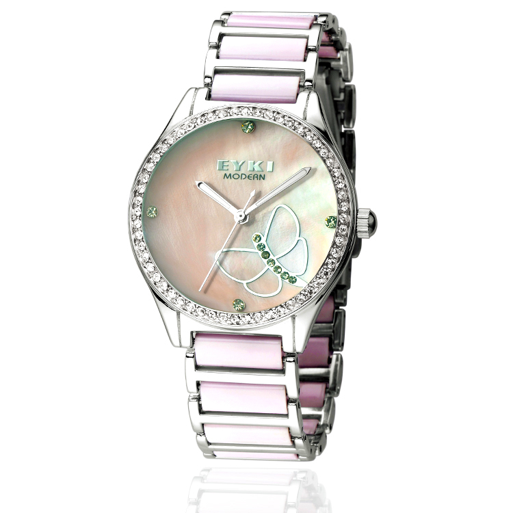 Đồng hồ nữ Eyki W8489L mặt ngọc trai dây đeo hồng