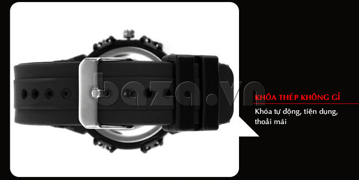 Đồng hồ điện tử SKmei thời trang 0821đa chức năng khóa thép không gỉ sáng bóng 