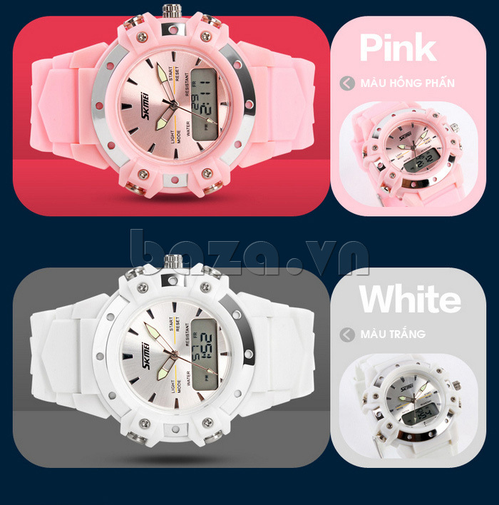 Đồng hồ điện tử SKmei thời trang 0821đa chức năng màu hồng phấn ngọt ngào 