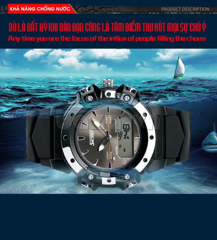 Đồng hồ điện tử SKmei thời trang 0821đa chức năng khả năng chống nước 3ATM