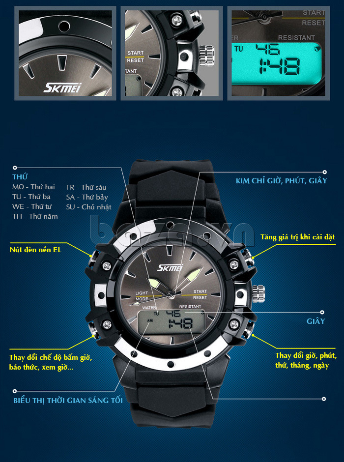Đồng hồ điện tử SKmei thời trang 0821đa chức năng bộ máy nhập khẩu từ Nhật Bản 