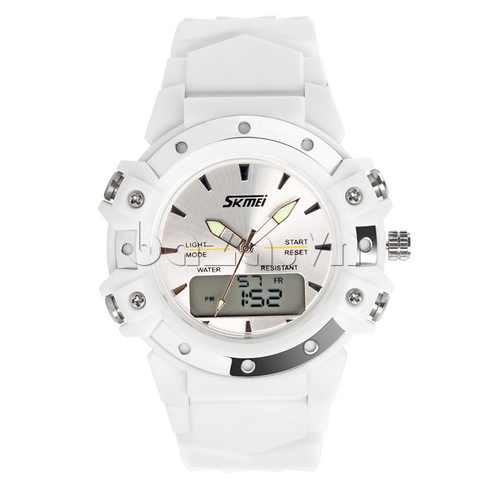 Đồng hồ điện tử SKmei thời trang 0821đa chức năng màu trắng tinh khôi 