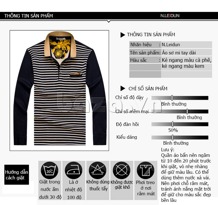 Áo Tshirt nam N.Leidun T3601 sang trọng cuốn hút độc