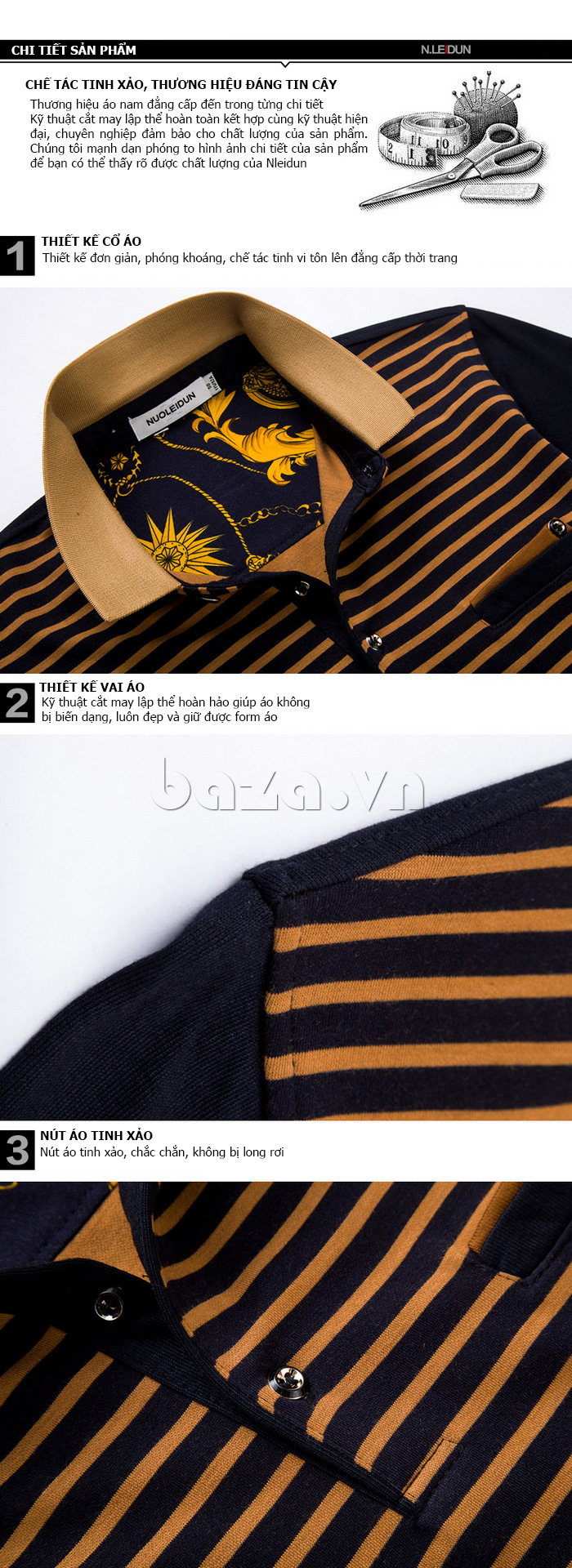 Áo Tshirt nam N.Leidun T3601 sang trọng cuốn hút nổi bật