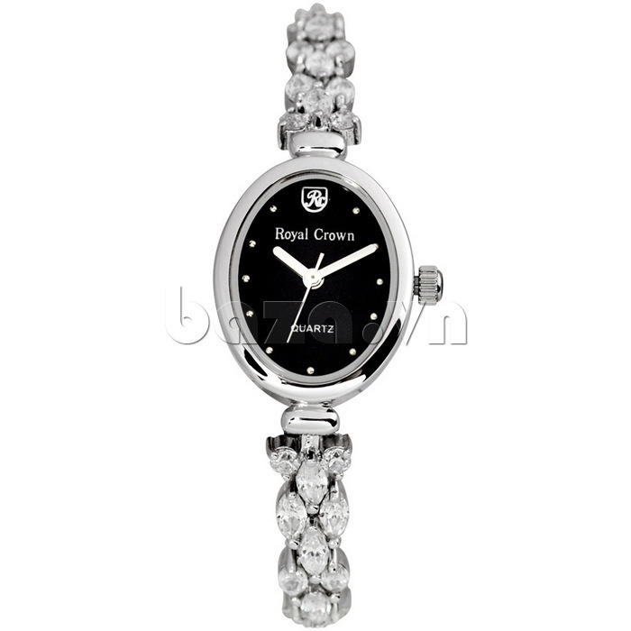 Đồng hồ lắc tay nữ Royal Crown 2506 mặt oval màu đen