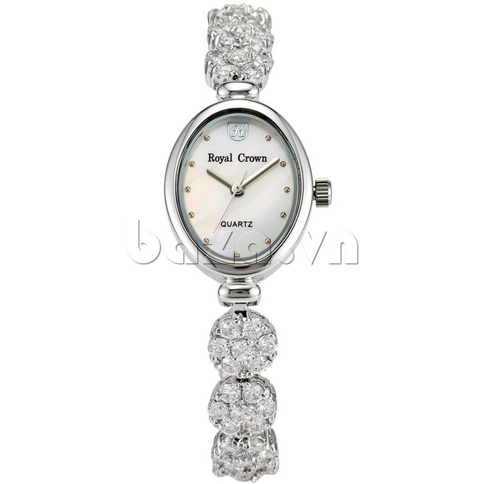 Đồng hồ lắc tay nữ Royal Crown 2506 mặt oval màu trắng