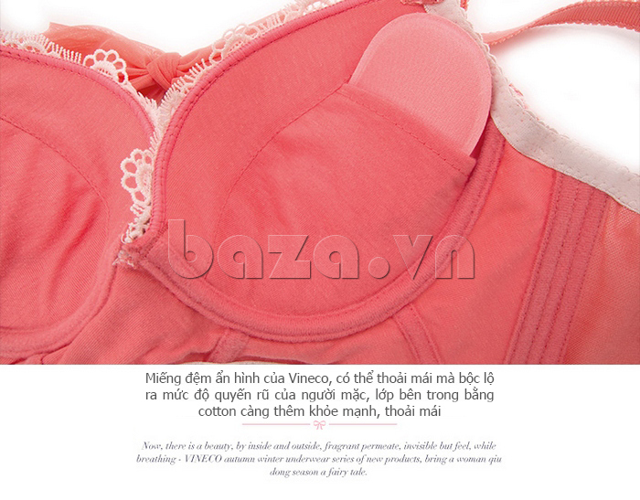 Bộ nội y nữ đính ren gợi cảm Vineco V15V042 - đệm lót mê hoặc