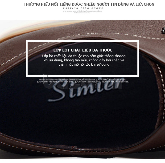Giày da nam Simier 8118 - lớp lót da thuộc hoàn hảo
