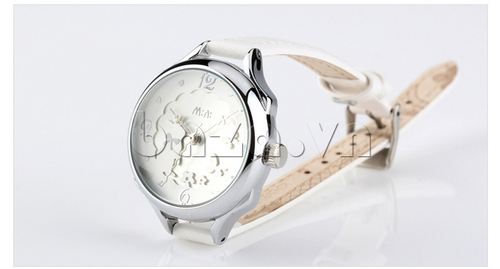 Đồng hồ Mini nữ MN989 kim giây hình sóng màu ánh bạc 