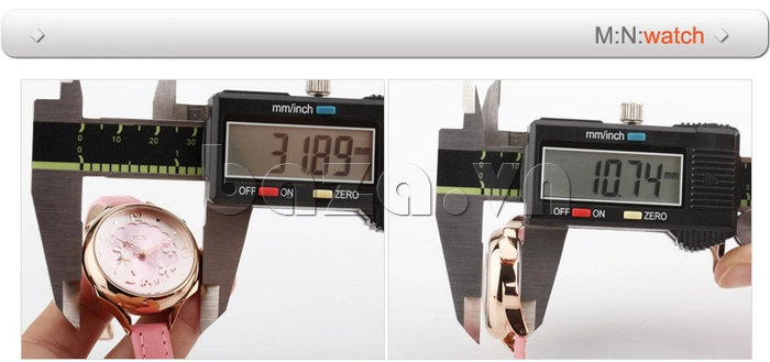 Đồng hồ Mini nữ MN989 kim giây hình sóng tăng cường độ cứng, chịu được áp lực cao