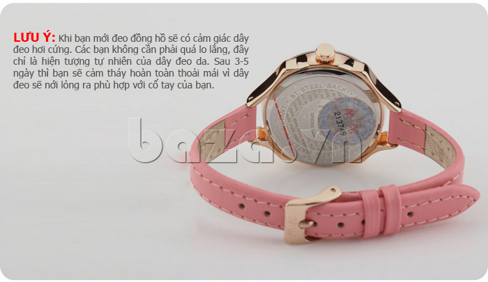 Đồng hồ Mini nữ MN989 kim giây hình sóng dây da mềm, an toàn với làn da 
