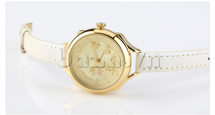 Đồng hồ Mini nữ MN989 kim giây hình sóng dây màu trắng trang nhã