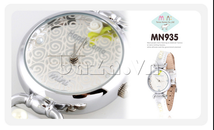 Đồng hồ nữ Mini MN935 mặt hoa hồng tinh tế chất lượng hàng đầu 