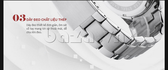 Đồng hồ nam Time2U Phong Cách Cổ Điển 93-18836 thiết kế dây đeo thép