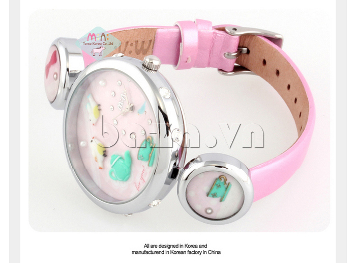 Đồng hồ nữ Mini MN930 Nhịp điệu cuộc sống dây hồng đẹp mắt