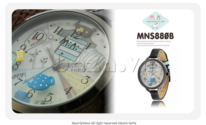 Đồng hồ nữ Mini MNS880 gấu trúc đáng yêu kim chỉ giờ cách điệu 