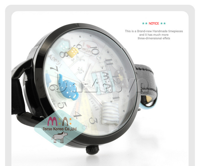 Đồng hồ nữ Mini MNS880 gấu trúc đáng yêu mặt dáng tròn cổ điển 