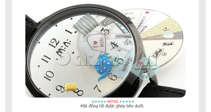 Đồng hồ nữ Mini MNS880 gấu trúc đáng yêu logo in tinh tế ở trung tâm đường tròn 