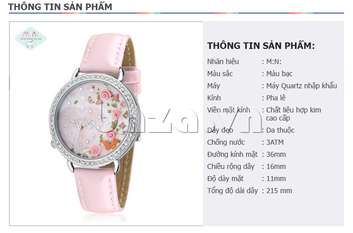Thông tin sản phẩm cụ thể của Đồng hồ nữ Mini MN1094 trái tim tình yêu