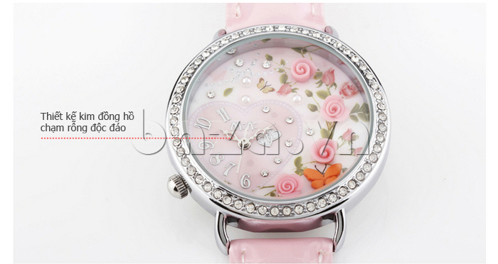 Đồng hồ nữ Mini MN1094 trái tim tình yêu thiết kế kim đồng hồ chạm rỗng 