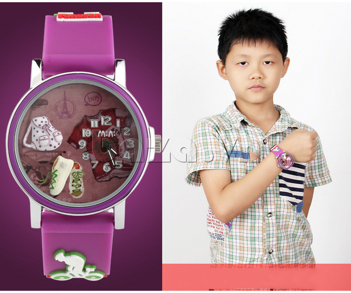 Đồng hồ trẻ em Mini dây đeo màu tím