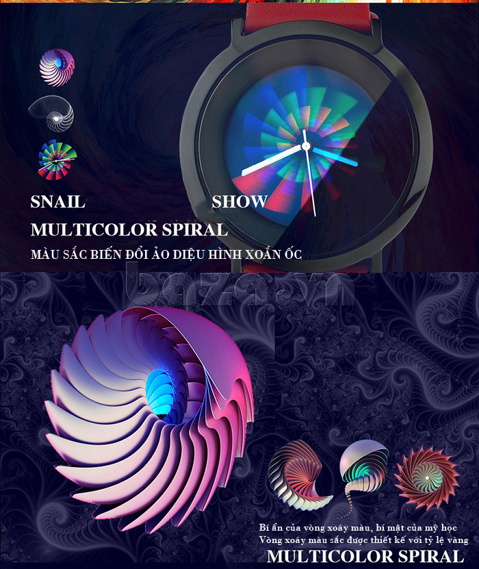 Đồng hồ thời trang Time2U 91-19049 màu sắc biến hóa theo hình xoắn ốc 