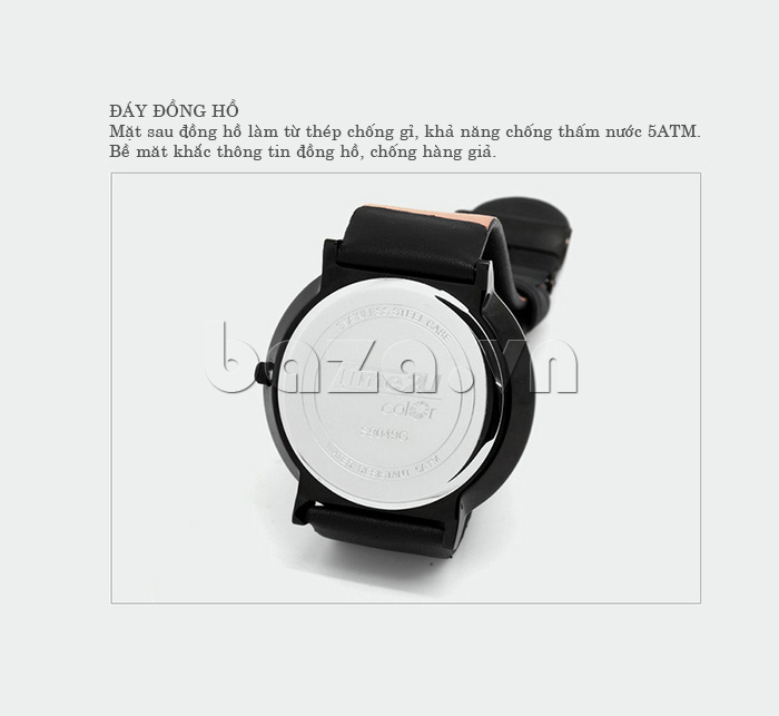 Đồng hồ thời trang Time2U 91-19049 bề mặt sau in logo thương hiệu 