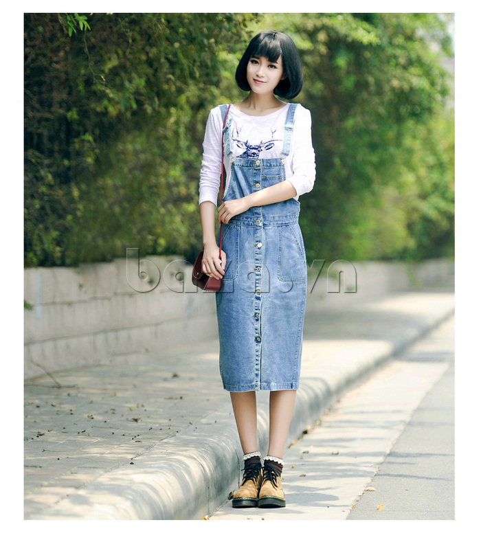 Váy Yếm Bò Dài Dáng Rộng Oversize Yếm Jeans Phong Cách Hàn Quốc  Shopee  Việt Nam