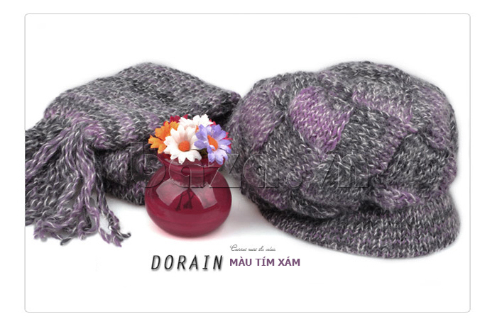 Phụ kiện thời trang " Mũ len nữ Dorain"  tím xam thu hút ánh nhìn