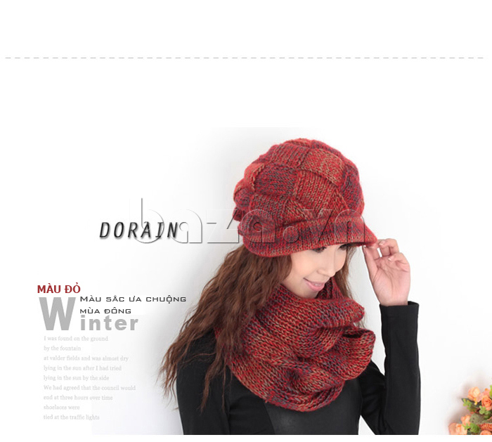 Phụ kiện thời trang " Mũ len nữ Dorain"  màu đỏ