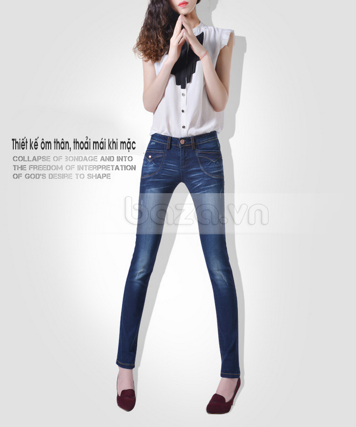 Quần Jeans nữ Bulkish ống bút chì kiểu dáng Âu Mỹ sành điệu, tinh tế
