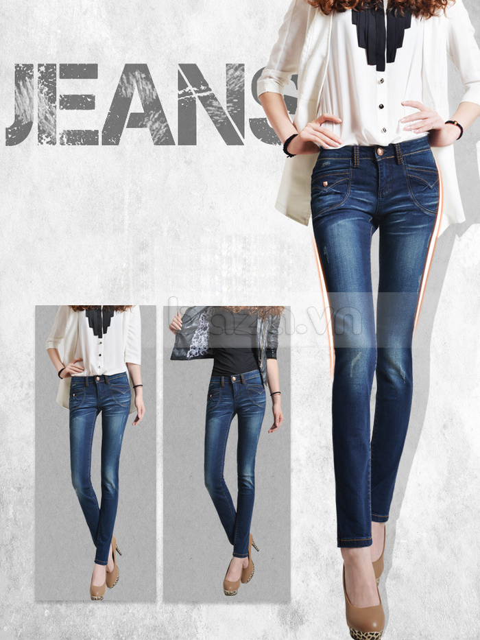 Quần Jeans nữ Bulkish ống bút chì kiểu dáng Âu Mỹ sành điệu sang trọng