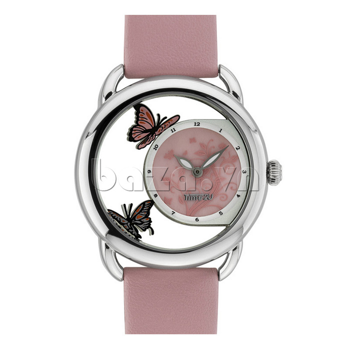 Đồng hồ nữ thời trang Time2U dây đeo hồng pastel